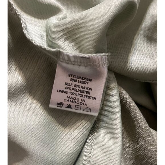 IRIS Dress Womens Olive Green Smocked Waist Ruffled Mini Dress Size L - Picture 6 of 7